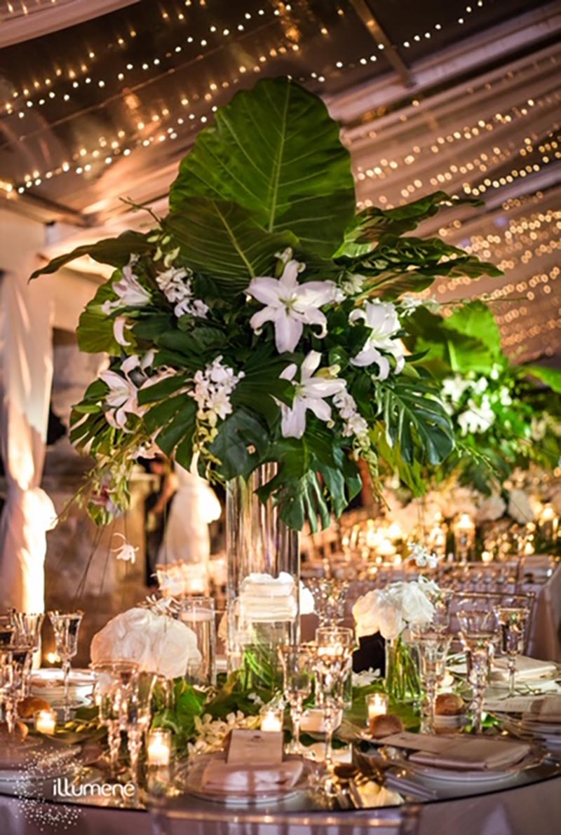 floral arrangement on set table